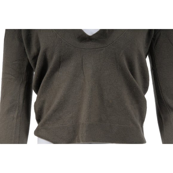 Marni Womens U Neck Sweater Size 40 Olive Green Cashmere Pullover Long Sleeve - Picture 2 of 14